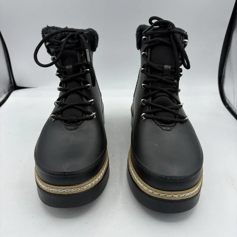 Marc Fisher LTD Rain‎ Boots Womens Size 10 M Fairly Combat Black Ankle Lace